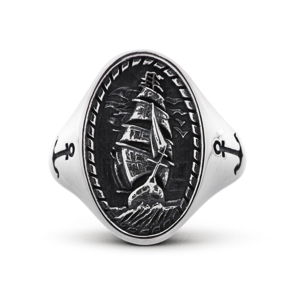 [N25ANE00155]SAILING SHIP SIGNET RING 