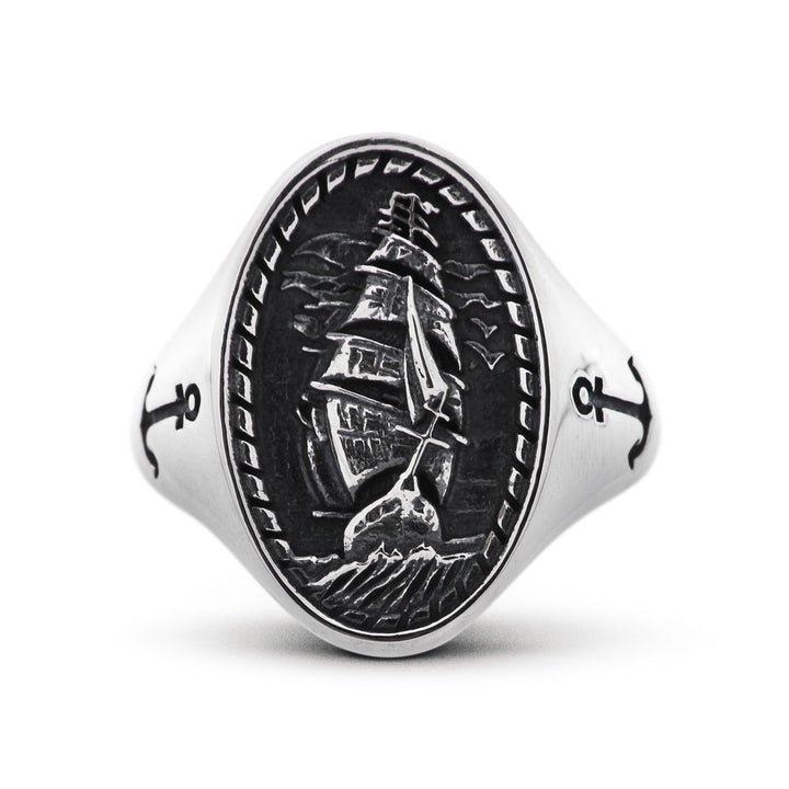 [N25ANE00155]SAILING SHIP SIGNET RING 