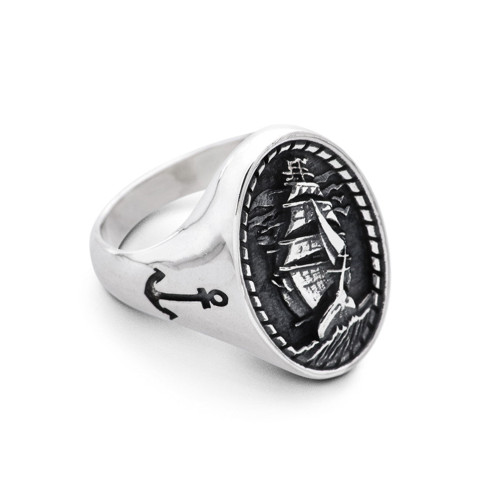 [N25ANE00155]SAILING SHIP SIGNET RING 