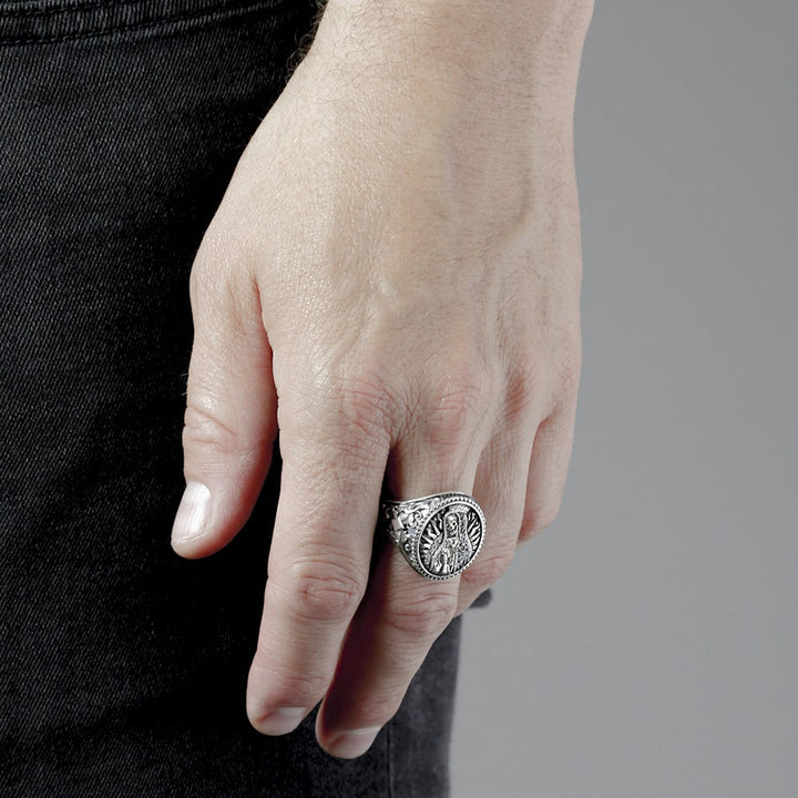 [N25ANE00157] SANTA MUERTE OVAL RING 