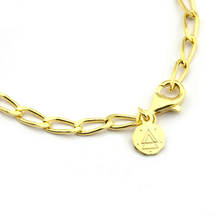 【N25BRA00332】LONG CURB CHAIN BRACELET / POLISHED YELLOW GOLD PLATED