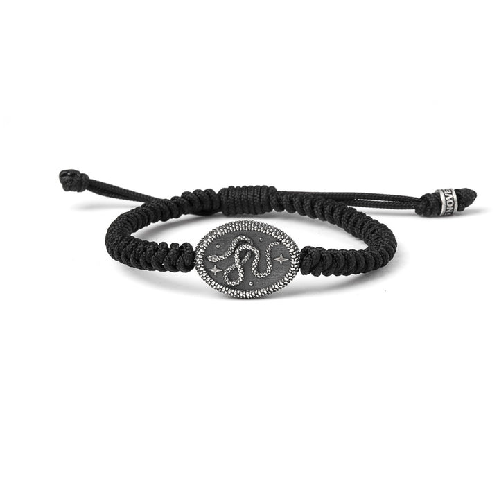 [N25BRA00339] ROPE BRACELET AND SILVER SNAKE COIN 
