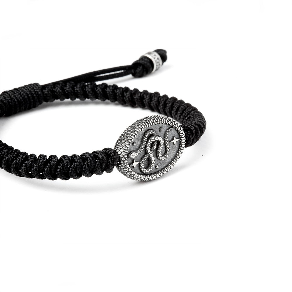 [N25BRA00339] ROPE BRACELET AND SILVER SNAKE COIN 
