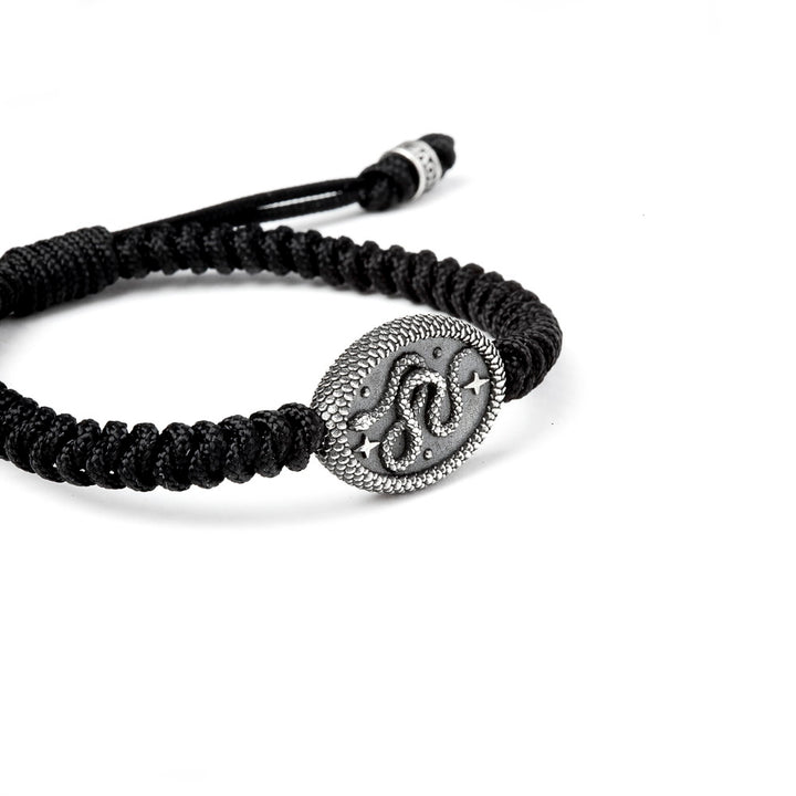 [N25BRA00339] ROPE BRACELET AND SILVER SNAKE COIN 
