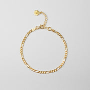 【N25BRA00348】3+1 CURB CHAIN BRACELET / POLISHED YELLOW GOLD PLATED
