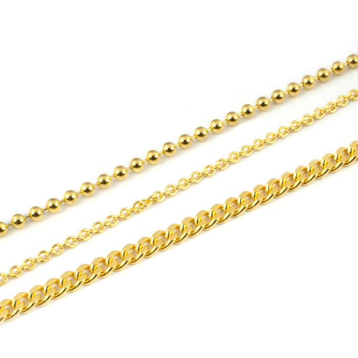 [N25CAV00009] THREE LAYERS CHAIN ​​ANKLET 