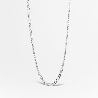 【N25COL00295】3+1 CURB CHAIN NECKLACE / POLISHED SILVER