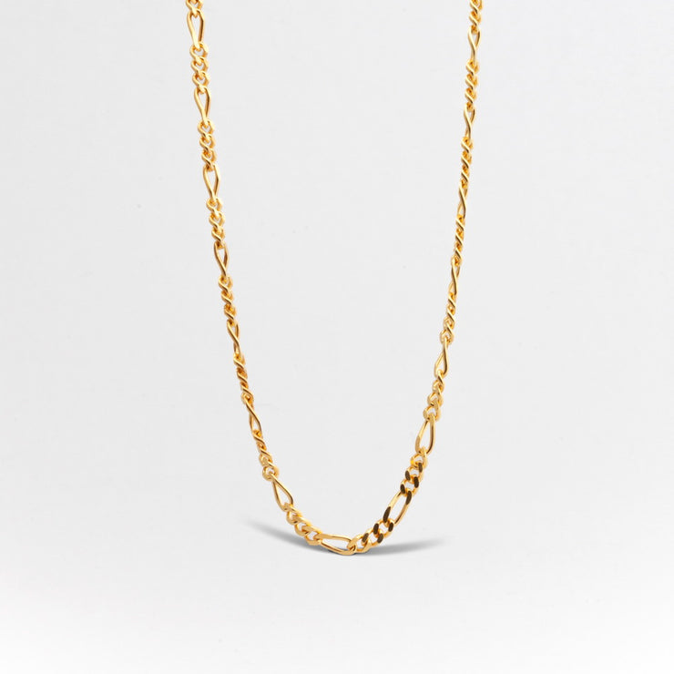 【N25COL00296】3+1 CURB CHAIN NECKLACE / POLISHED YELLOW GOLD PLATED