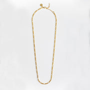 【N25COL00296】3+1 CURB CHAIN NECKLACE / POLISHED YELLOW GOLD PLATED