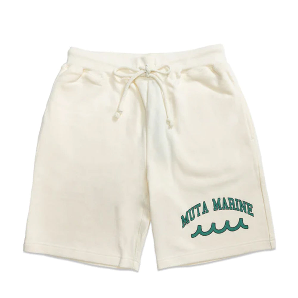 [MMAC-MA2308] ACANTHUS × muta MARINE College Logo Sweat Shorts NATURAL